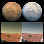 Mars... Nebo je viditelne modre, aj na tych falosne farbenych fotkach