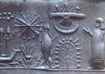 Sumerska rytina kde vidite ako sa sumersky kral zdravi alebo ja neviem čo bohou na voze